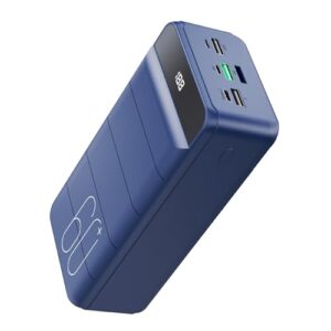 Blauer PDBEST Power Bank mit 4 Ausgängen und 3 Eingängen, schnelle USB-C-Ladefunktion, ideal für Smartphone, Tablet und andere Geräte