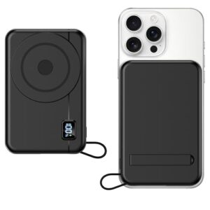Powerbank für Magsafe 10000 mAh, kabellos, externe Handyakku mit LED-Anzeige, USB-C-Eingang und -Ausgang, kompatibel für iPhone und Samsung
