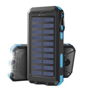 Blauer und schwarzer Solar-Akku mit USB-Anschluss, 26800 mAh Kapazität, Vikeri Produkt