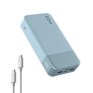 Tragbarer NOBIS Powerbank 20000mAh mit digitaler Anzeige und Dual USB-C/USB-A-Anschlüssen für schnellere Ladung von Laptops, Telefonen und Tablets