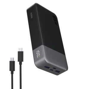 Powerbank mit hoher Kapazität, Schnellladefunktion und Digitaldisplay für verschiedene Geräte wie Laptop, Handy, Tablet und Kopfhörer