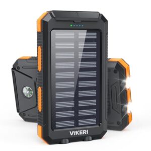 Vikeri Solar Powerbank 26800mAh, Solar-Powerbank mit 4 Outputs und Wasserdichter USB-C-Akku für Smartphone, Tablet und mehr (Gelb)