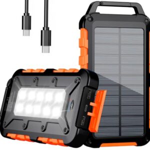 Tragbare Solar Powerbank mit PD22.5W, USB C, Externem Akku und LED-Licht für Smartphone, Tablet und Outdoor-Gebrauch