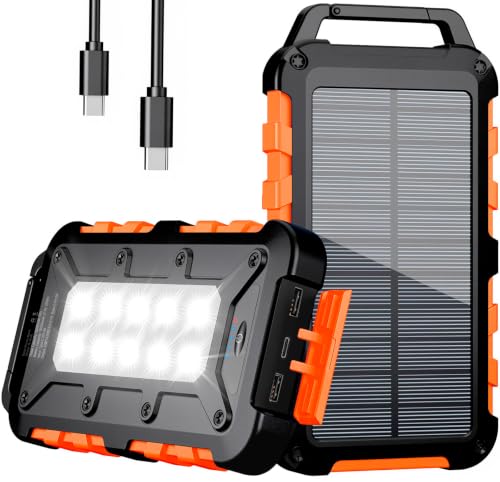 Tragbare Solar Powerbank mit PD22.5W, USB C, Externem Akku und LED-Licht für Smartphone, Tablet und Outdoor-Gebrauch