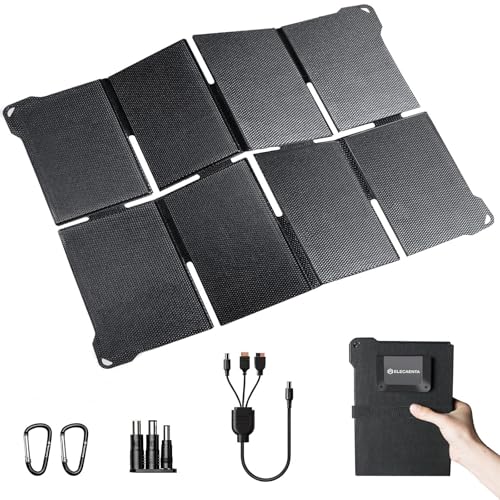 Tragbares 45W Solarladegerät von ELECAENTA mit hoher Leistungsfähigkeit und energiesparender Technologie für Camping-, Wandern oder Outdoor-Abenteuer.