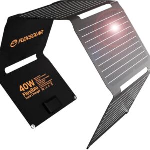 FlexSolar Solarpanel 40W, solarbetriebenes Ladegerät mit PD2.0 USB-C und QC3.0 USB-A Ausgängen, 19V DC-Anschluss für unterwegs, Solarladen von Smartphones und Tablets
