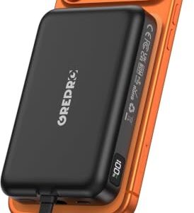 Power Bank 10000mAh für iPhone und andere Geräte mit zwei Eingängen, zwei Ausgängen und einem Wireless-Ausgang sowie integriertem USB-C-Port und Smart-Display