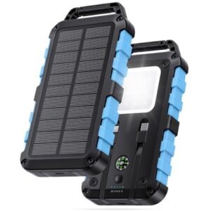 Solar Powerbank mit integriertem Solarpanel, hoher Kapazität und schneller Ladeanschluss für Outdoor-Geräte