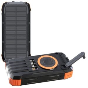 Revolt Solarleuchten Kurbel-Solar-Powerbank, 20.000 mAh, USB-C PD 20 W, Qi-kompatibel, LED - eine innovative Powerbank mit integrierter Kurbeldynamo und Solarstromfähigkeit