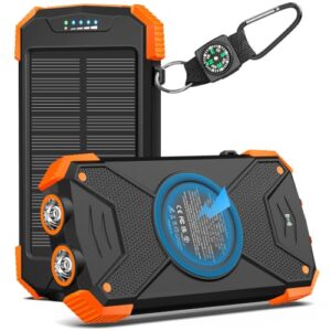 Solar-Powerbank mit integriertem Solarpanel, 10.000mAh Kapazität und Schnellladen-Funktion