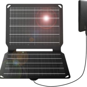 FlexSolar 10 W tragbares Solarpanel-Ladegerät, faltbares Solarpanel mit wasserdichtem IP67-Schutz und USB-Anschluss für iPhone Xs/X/8/7, iPad und Camping-Trips