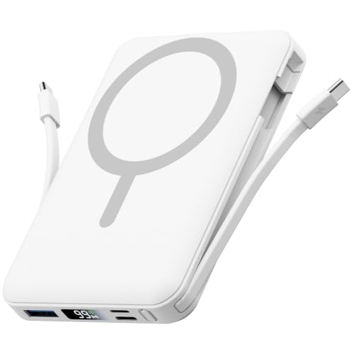 Gewärtigtes kabelloses Laden für iPhone mit 10.000 mAh Kapazität und zwei integrierten USB-C-Kabeln