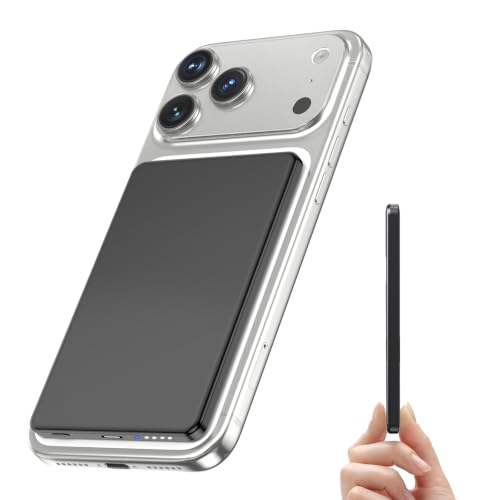 Magnetische Powerbank mit 6000mAh Kapazität und ultra-dünnes Design, ideal für iPhone 18/17/16/15/14/13/12/Pro/Pro Max/Air Serie, kabelloses Laden mit MagSafe-Technologie