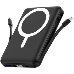 Gewärtige Magnet Powerbank für iPhone mit 10.000mAh Kapazität, integrierte USB-C-Kabel und LED-Anzeige