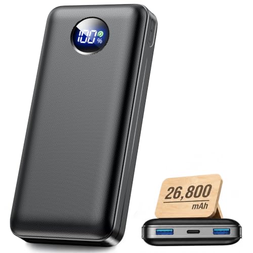 Leistungsstarker Externer Akku mit 26.800mAh, 22,5W Schnellladen, USB-C PD 3.0 & QC 3.0 und drei Ausgänge für iPhone, Samsung, Huawei, Xiaomi und iPad